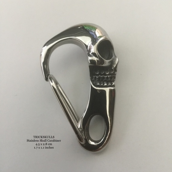 Skull Clip Carabiner Keychain Wallet Stainless Chain Hook & DIY Split Ring Kit - Picture 1 of 7